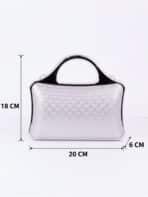 Bolsa de Mão Clutch Prata Rígida com Alça Fixa Metálica Festa Madrinha Casamento Formatura Luxo - Imagem 10