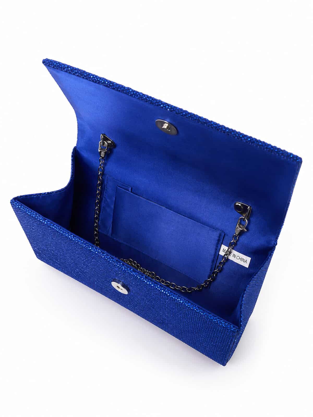 Bolsa Feminina Clutch De Festa Com Brilho Elegante Luxo Alça Corrente Removível C600-16 - Imagem 6