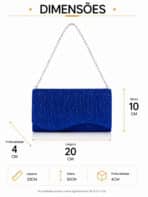 Bolsa Feminina Clutch De Festa Com Brilho Elegante Luxo Alça Corrente Removível C600-16 - Imagem 8