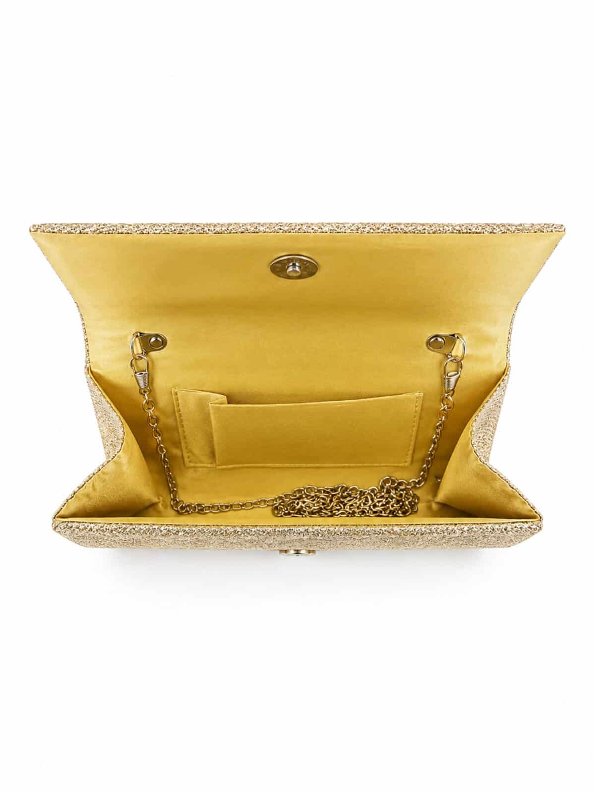 Bolsa Feminina Clutch De Festa Com Brilho Elegante Luxo Alça Corrente Removível C600-17 - Imagem 7