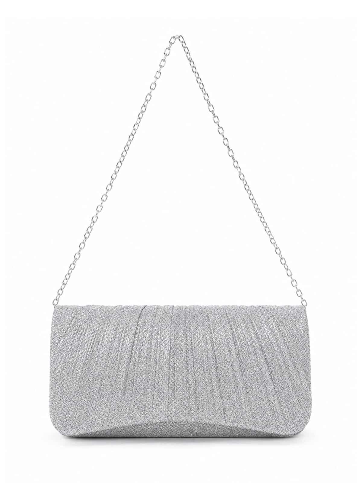 Bolsa Feminina Clutch De Festa Com Brilho Elegante Luxo Alça Corrente Removível C600-18 - Imagem 2