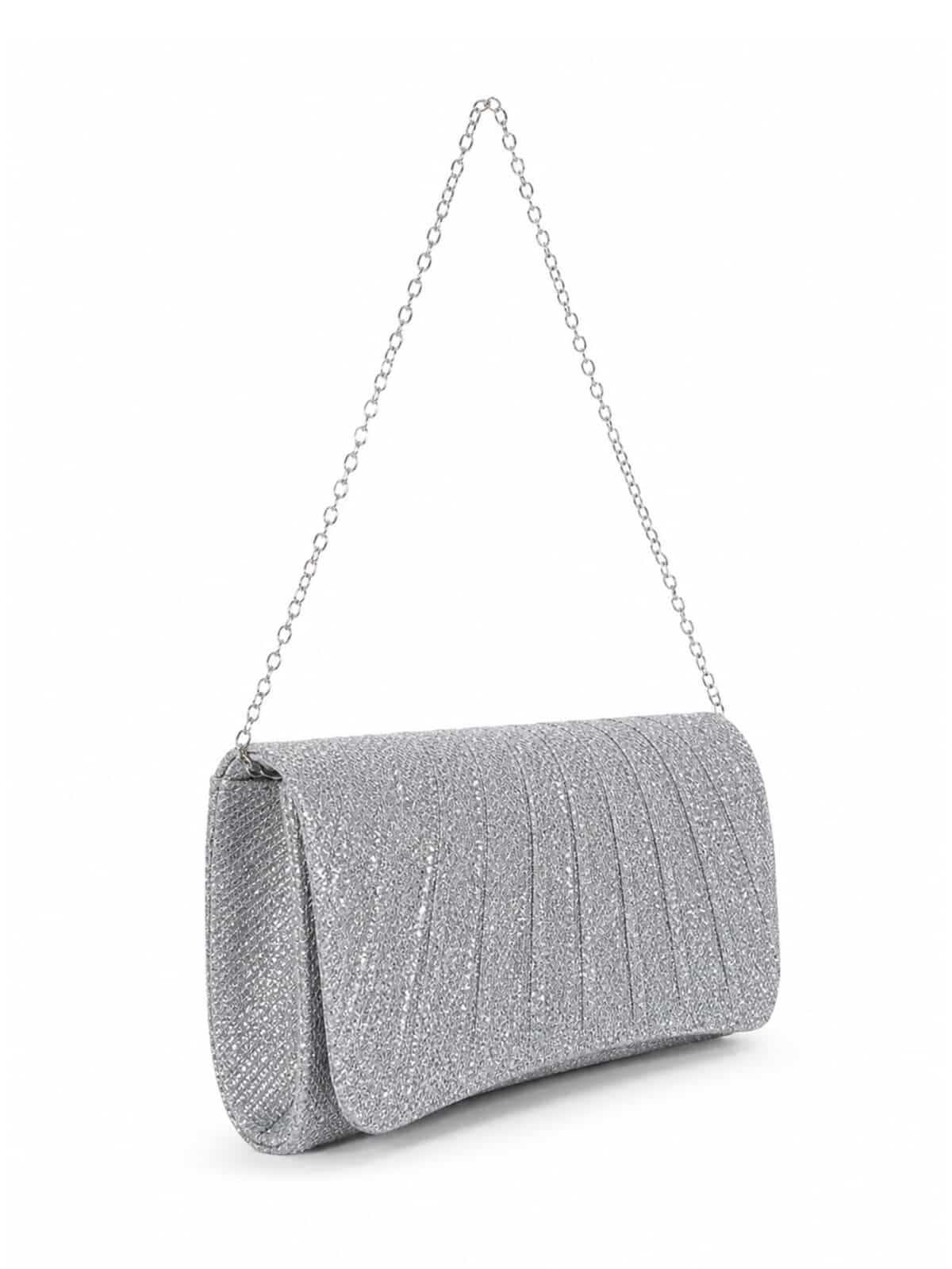 Bolsa Feminina Clutch De Festa Com Brilho Elegante Luxo Alça Corrente Removível C600-18 - Imagem 3