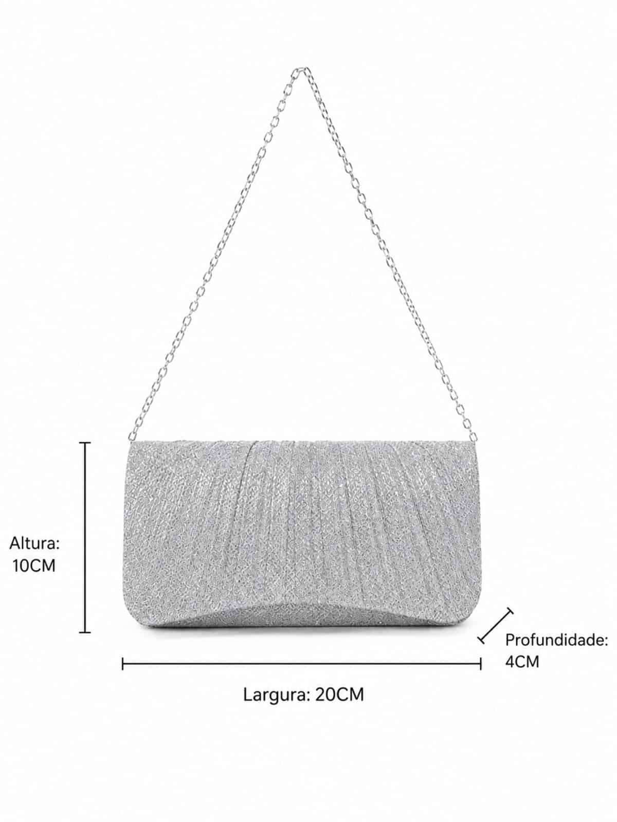 Bolsa Feminina Clutch De Festa Com Brilho Elegante Luxo Alça Corrente Removível C600-18 - Imagem 8