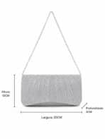 Bolsa Feminina Clutch De Festa Com Brilho Elegante Luxo Alça Corrente Removível C600-18 - Imagem 8