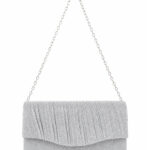 Bolsa Feminina Clutch De Festa Com Brilho Elegante Luxo Alça Corrente Removível C600-19