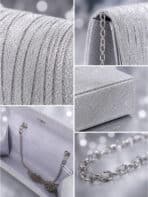 Bolsa Feminina Clutch De Festa Com Brilho Elegante Luxo Alça Corrente Removível C600-19 - Imagem 8
