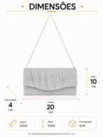 Bolsa Feminina Clutch De Festa Com Brilho Elegante Luxo Alça Corrente Removível C600-19 - Imagem 9