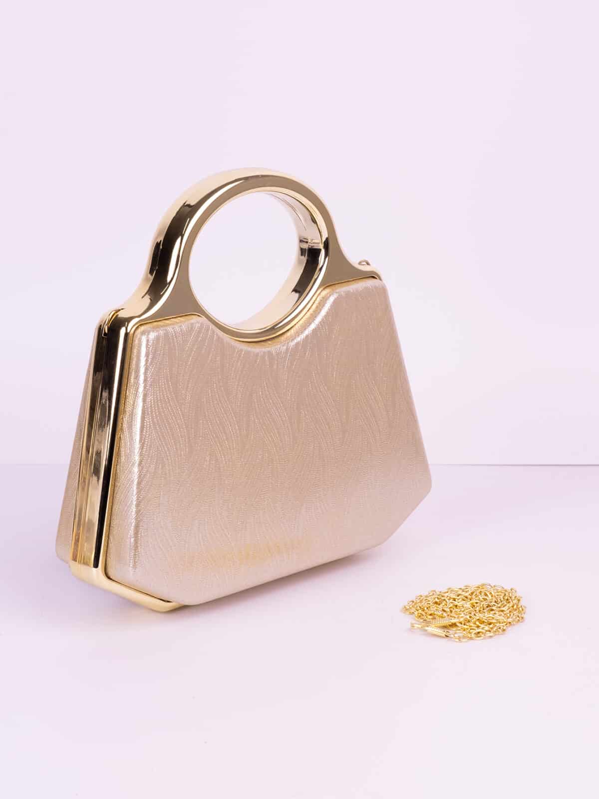 Clutch Bolsa de Festa Luxo Madrinha Casamento Formatura com Alça Rígida de Metal - Imagem 3