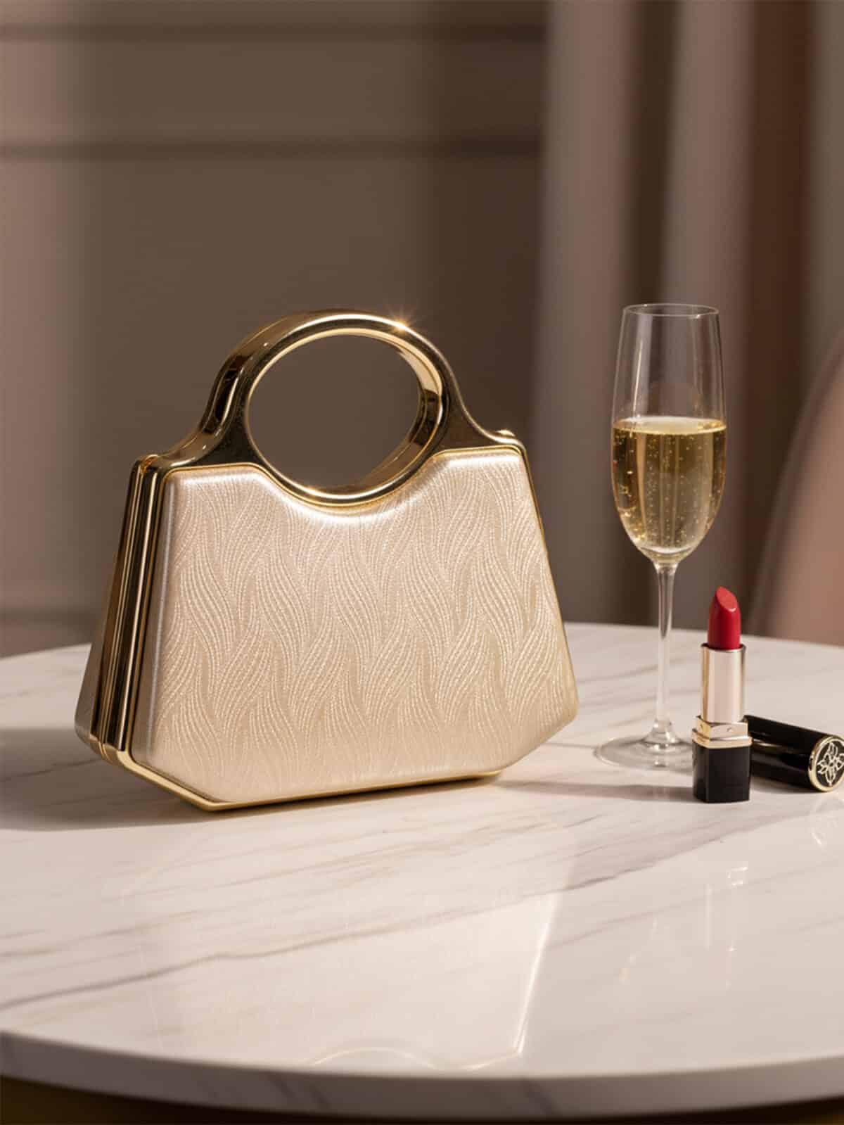 Clutch Bolsa de Festa Luxo Madrinha Casamento Formatura com Alça Rígida de Metal - Imagem 8