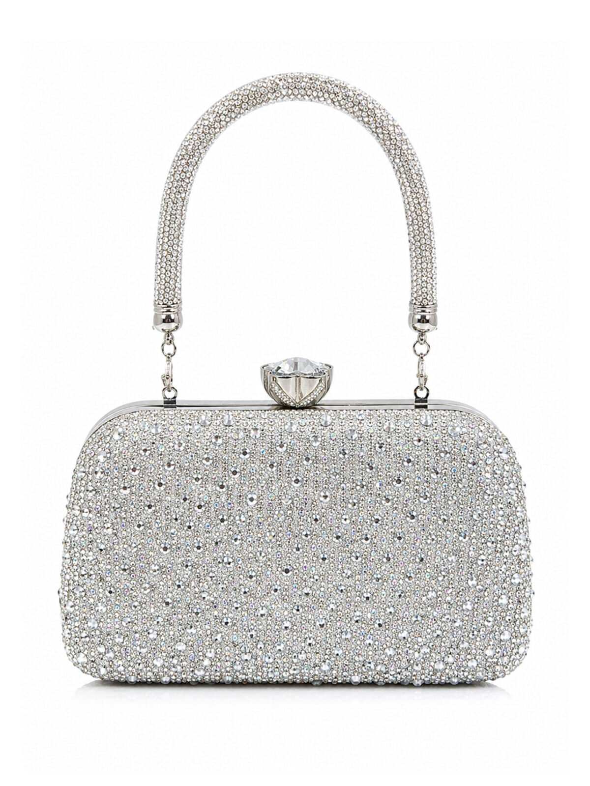 Bolsa Feminina Clutch Luxo Festa Casamento Cristais Strass Brilho Elegante - Imagem 2