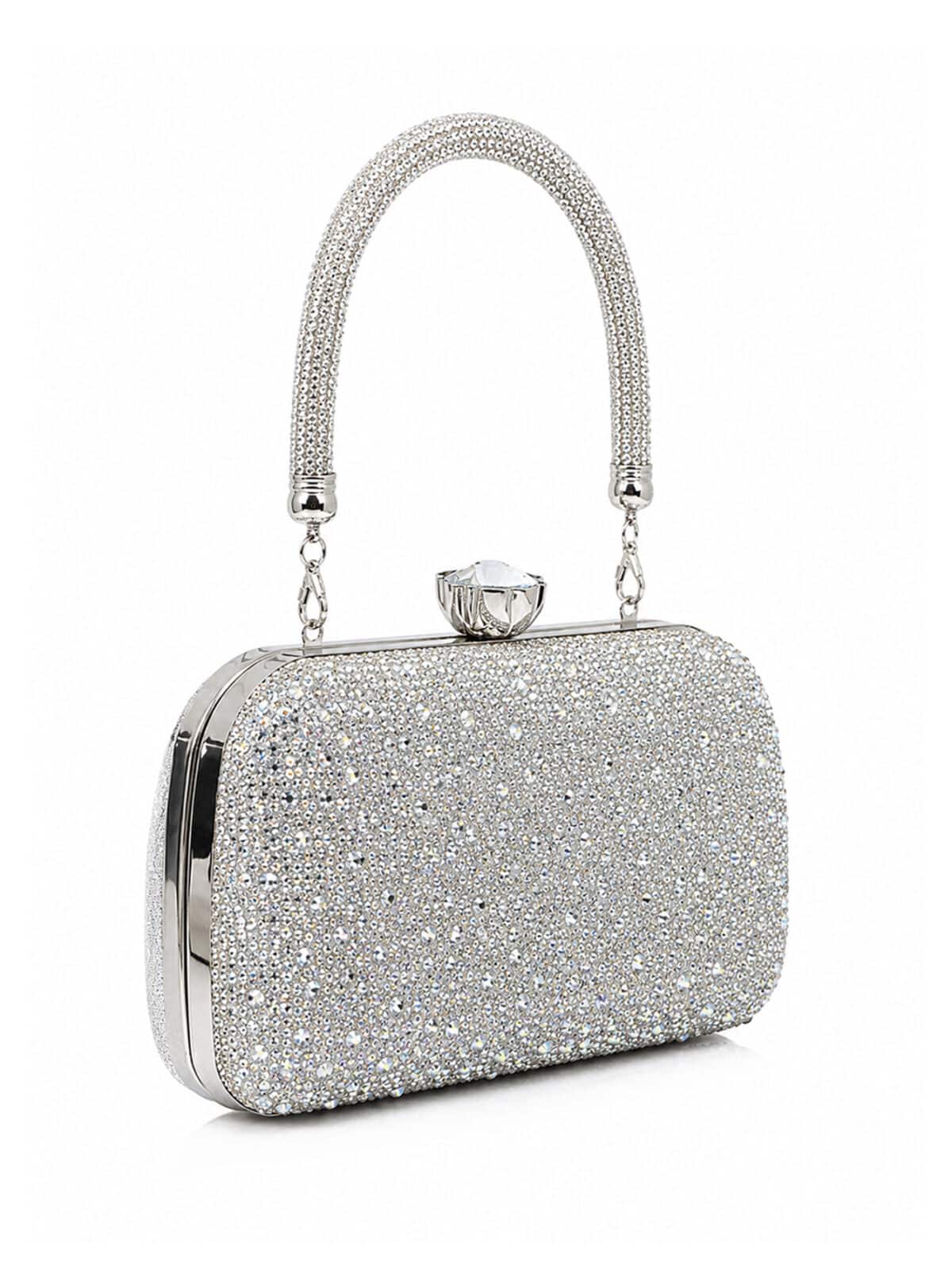 Bolsa Feminina Clutch Luxo Festa Casamento Cristais Strass Brilho Elegante - Imagem 3