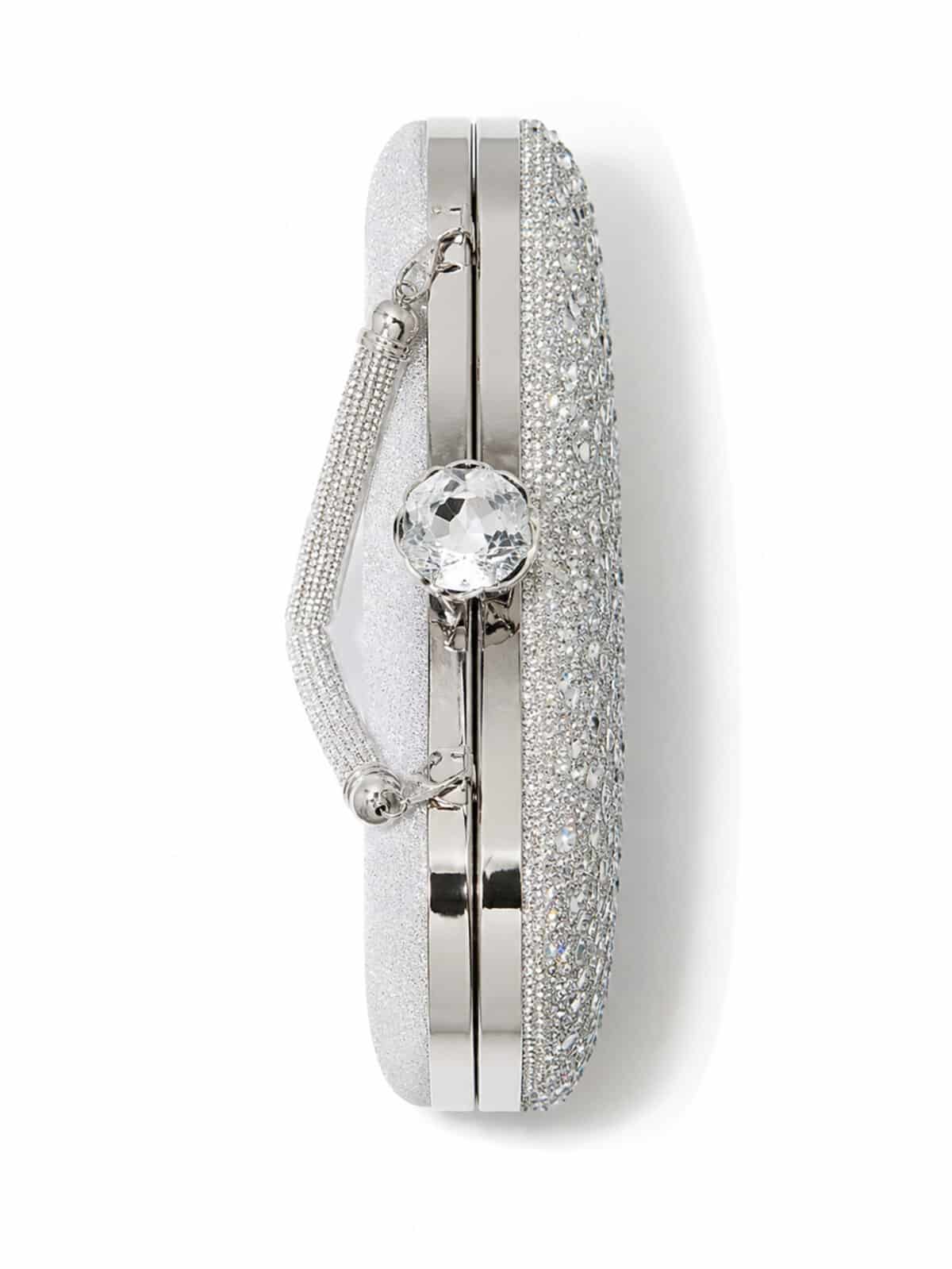 Bolsa Feminina Clutch Luxo Festa Casamento Cristais Strass Brilho Elegante - Imagem 5