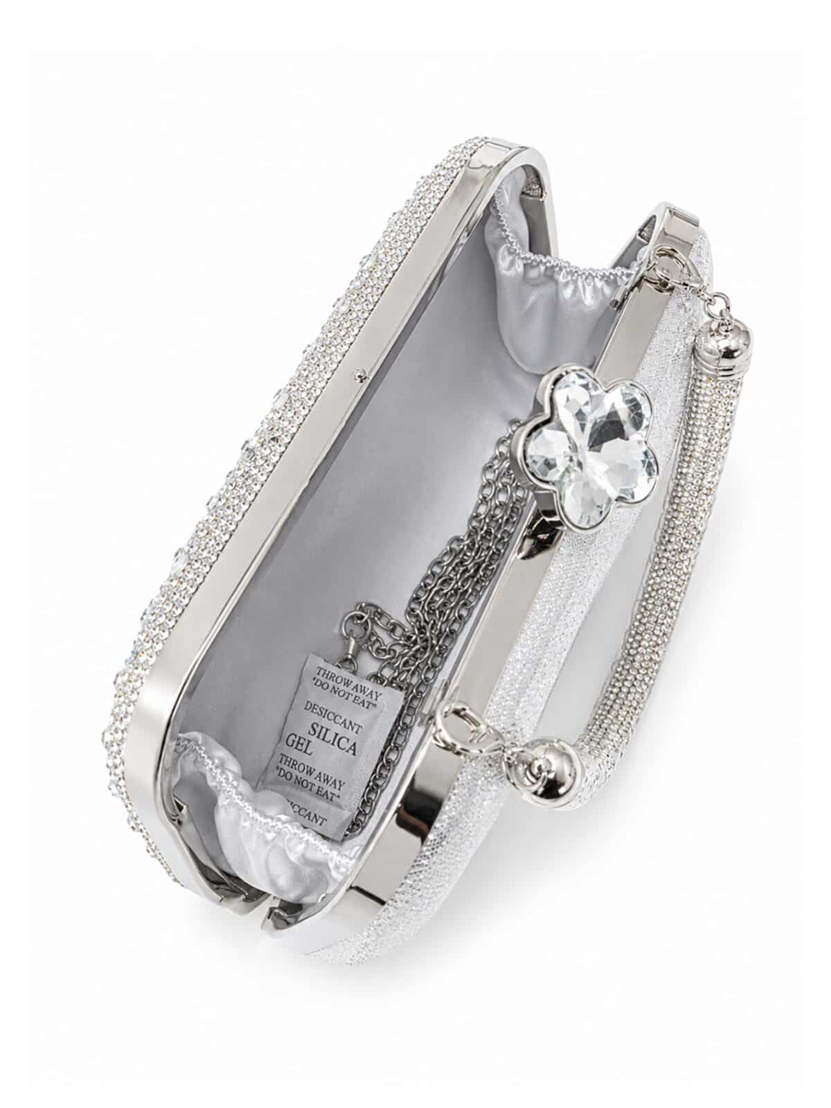 Bolsa Feminina Clutch Luxo Festa Casamento Cristais Strass Brilho Elegante - Imagem 6
