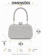 Bolsa Feminina Clutch Luxo Festa Casamento Cristais Strass Brilho Elegante - Imagem 8