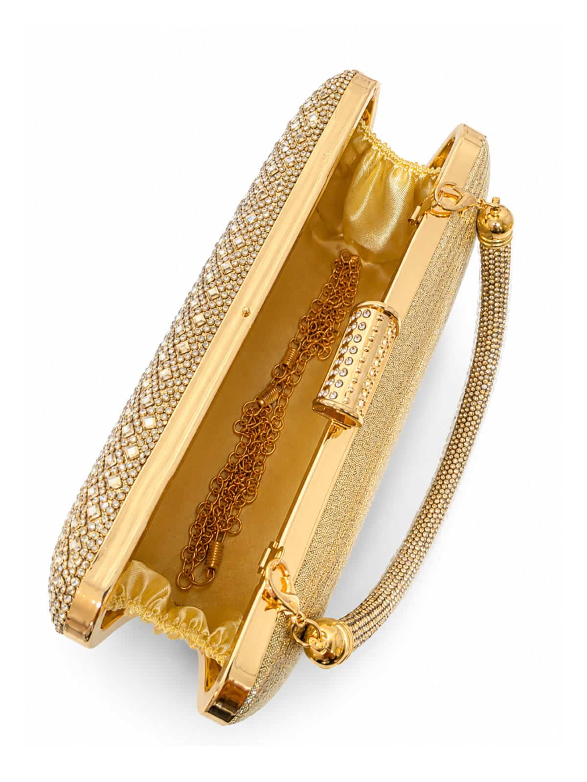 Bolsa Feminina Clutch De Festa Luxo Com Strass E Cristais Casamento Formatura - Imagem 6