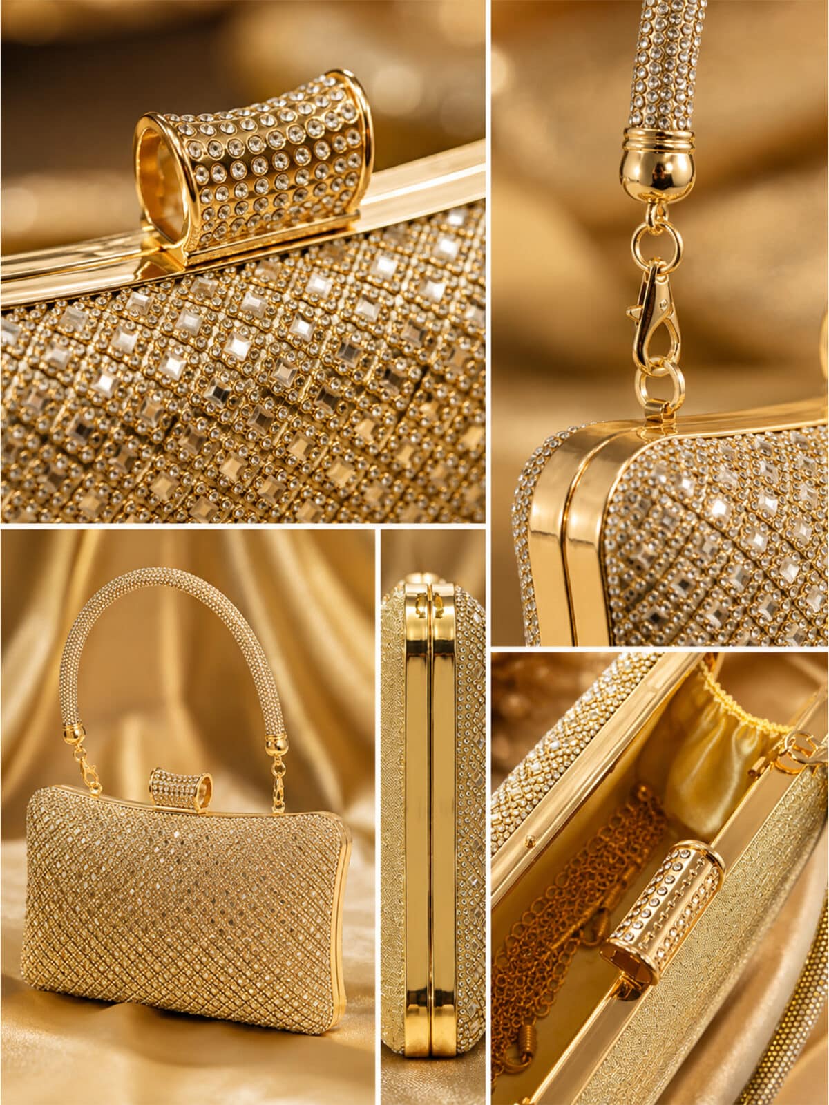 Bolsa Feminina Clutch De Festa Luxo Com Strass E Cristais Casamento Formatura - Imagem 7