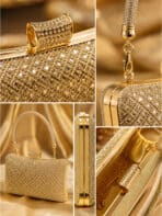 Bolsa Feminina Clutch De Festa Luxo Com Strass E Cristais Casamento Formatura - Imagem 7