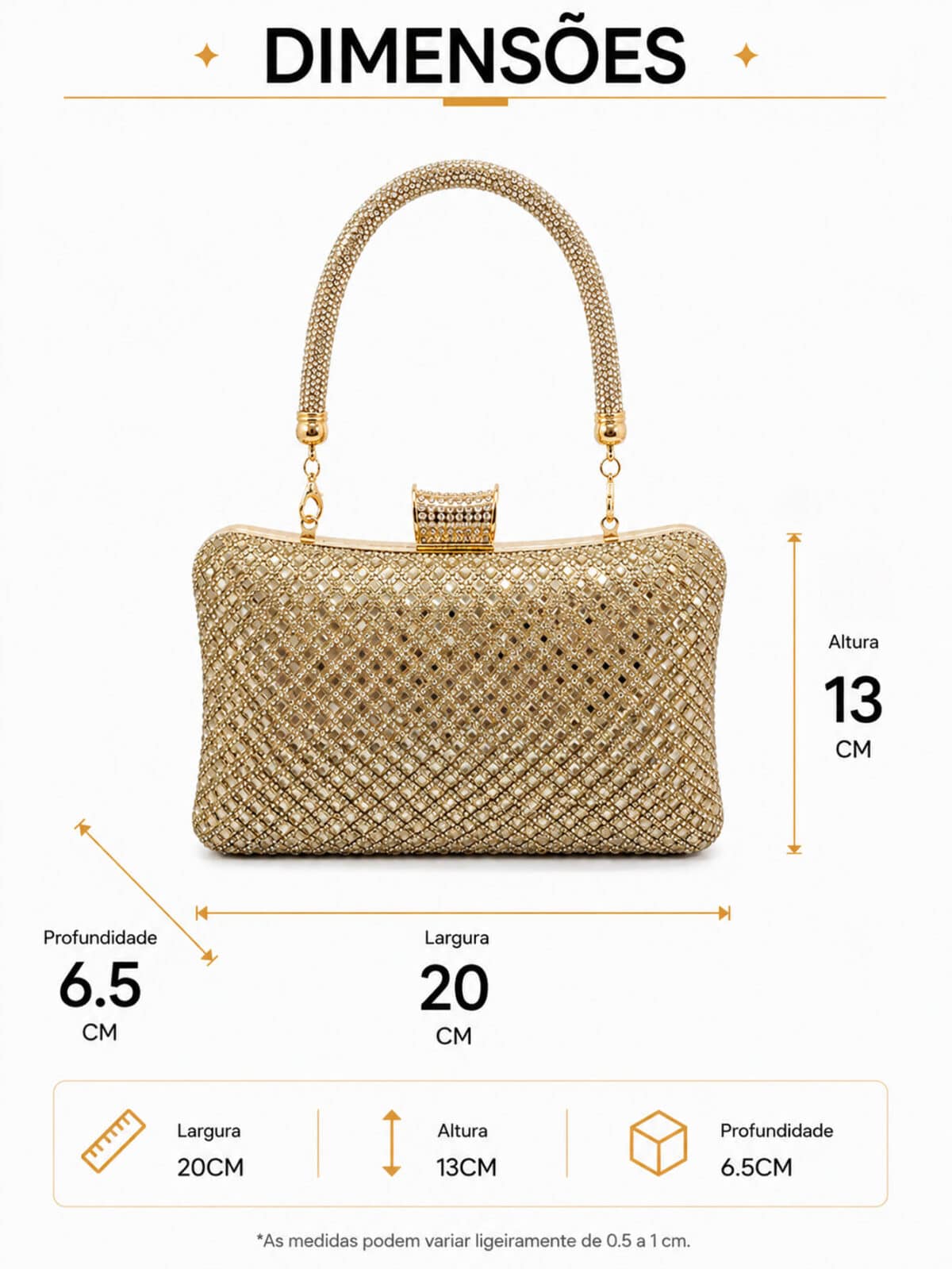 Bolsa Feminina Clutch De Festa Luxo Com Strass E Cristais Casamento Formatura - Imagem 8