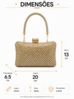 Bolsa Feminina Clutch De Festa Luxo Com Strass E Cristais Casamento Formatura - Imagem 8