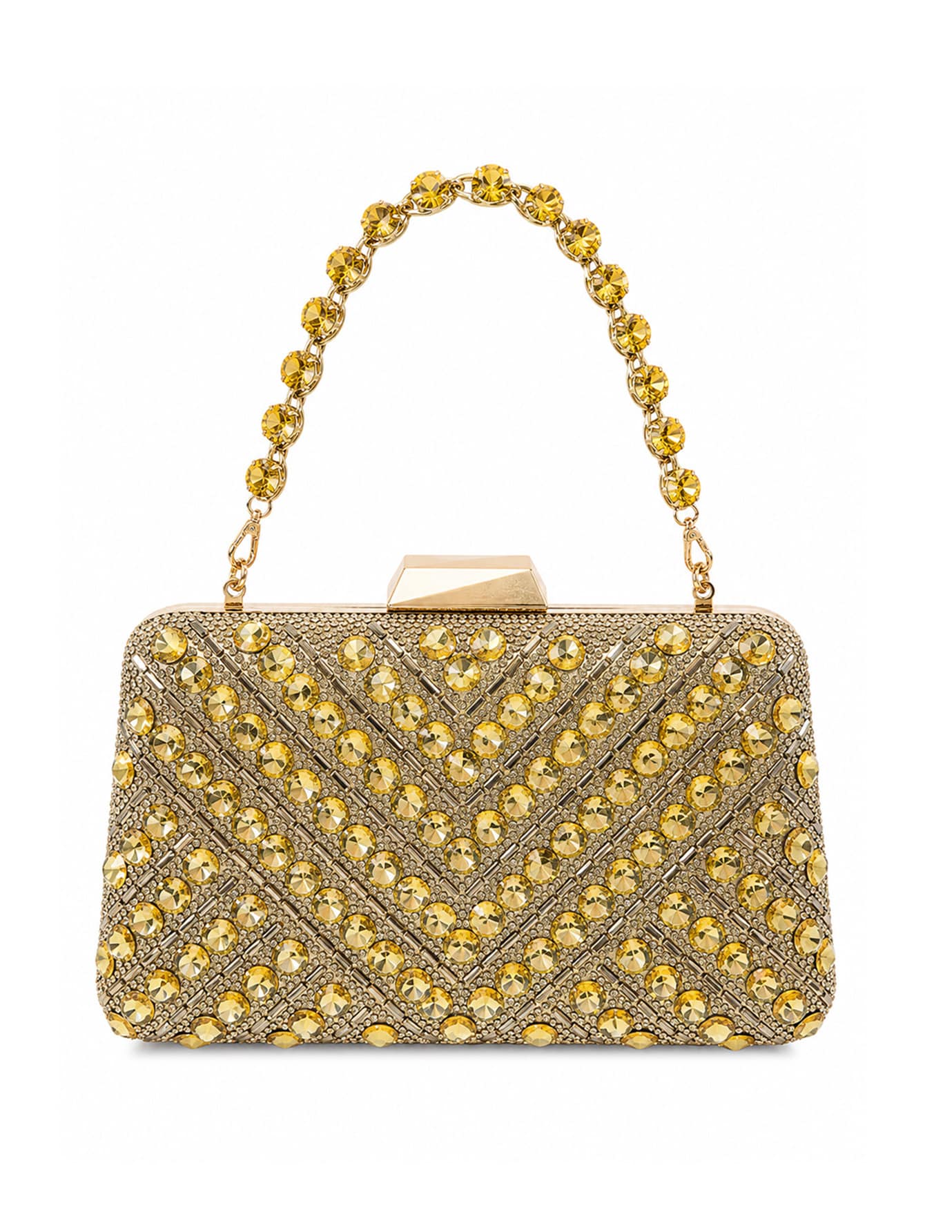 C600-22-Dourado-01 Bolsa Feminina Clutch De Festa Com Strass Luxo Casamento Madrinha Brilho Elegante - Imagem 1