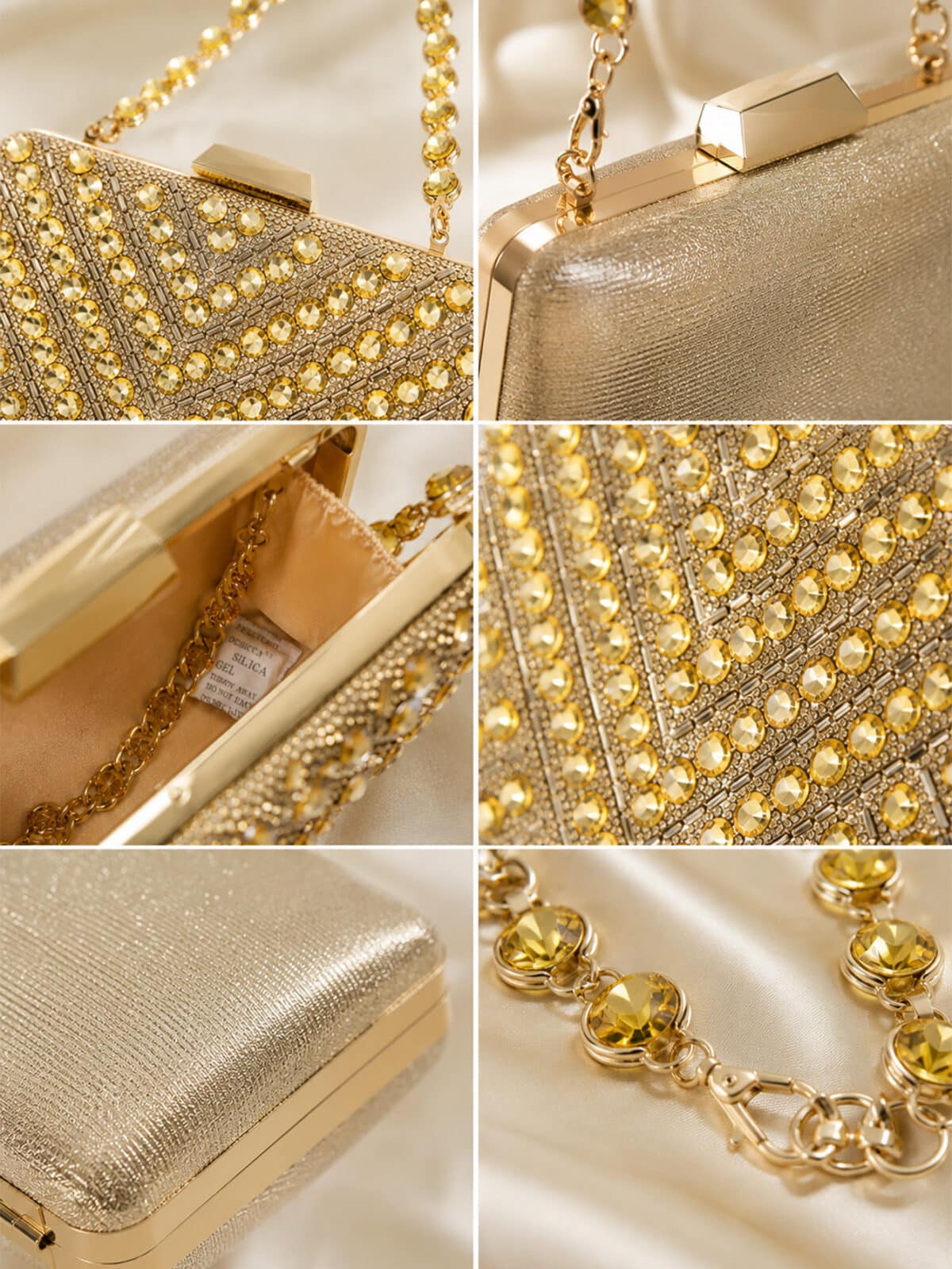 Bolsa Feminina Clutch De Festa Com Strass Luxo Casamento Madrinha Brilho Elegante - Imagem 6