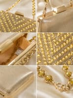 Bolsa Feminina Clutch De Festa Com Strass Luxo Casamento Madrinha Brilho Elegante - Imagem 6