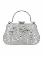 Bolsa Feminina Clutch De Festa Prata Luxo Cristais Strass Casamento Formatura