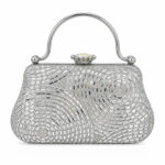 Bolsa Feminina Clutch De Festa Prata Luxo Cristais Strass Casamento Formatura