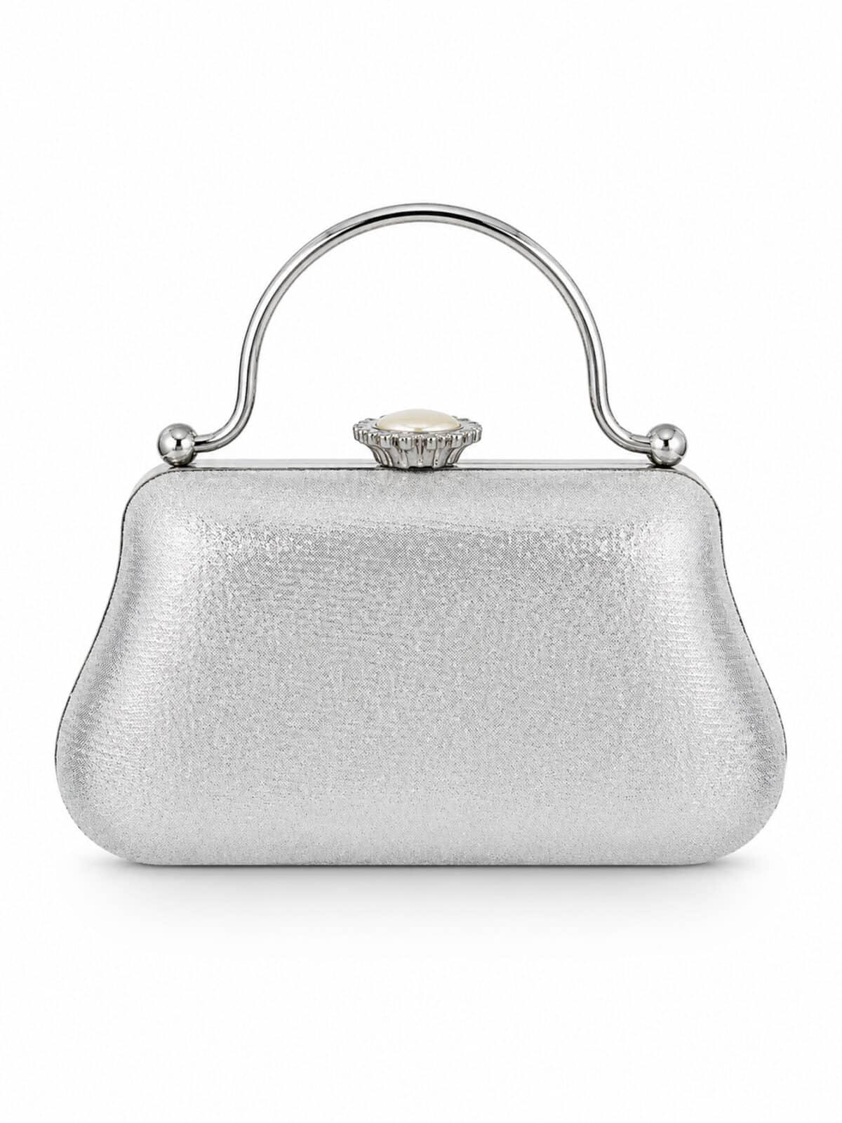 Bolsa Feminina Clutch De Festa Prata Luxo Cristais Strass Casamento Formatura - Imagem 4