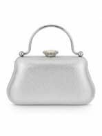 Bolsa Feminina Clutch De Festa Prata Luxo Cristais Strass Casamento Formatura - Imagem 4