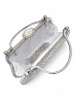 Bolsa Feminina Clutch De Festa Prata Luxo Cristais Strass Casamento Formatura - Imagem 6