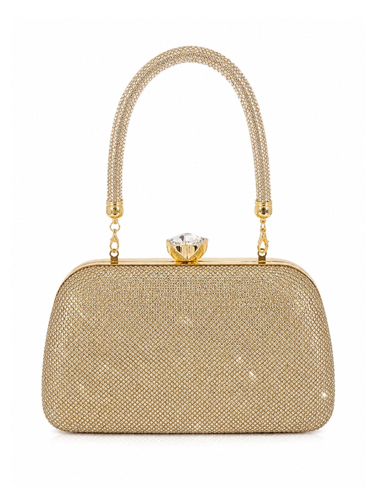 Bolsa Feminina Clutch Luxo Festa Casamento Madrinha Strass Brilho Frente e Verso - Imagem 2