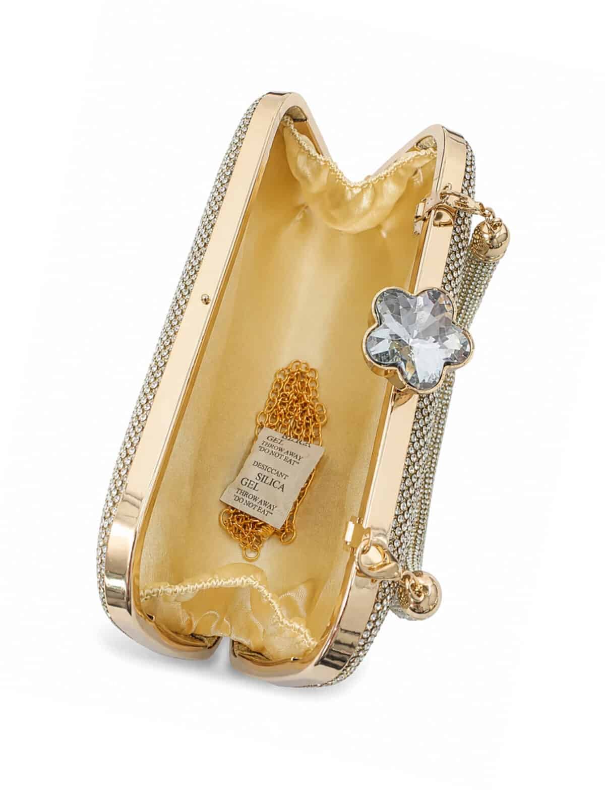 Bolsa Feminina Clutch Luxo Festa Casamento Madrinha Strass Brilho Frente e Verso - Imagem 5