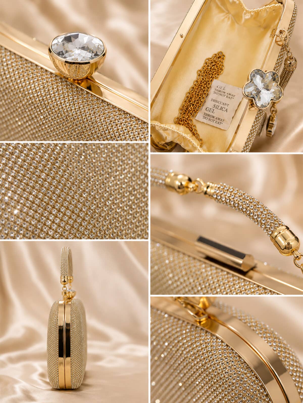 Bolsa Feminina Clutch Luxo Festa Casamento Madrinha Strass Brilho Frente e Verso - Imagem 7