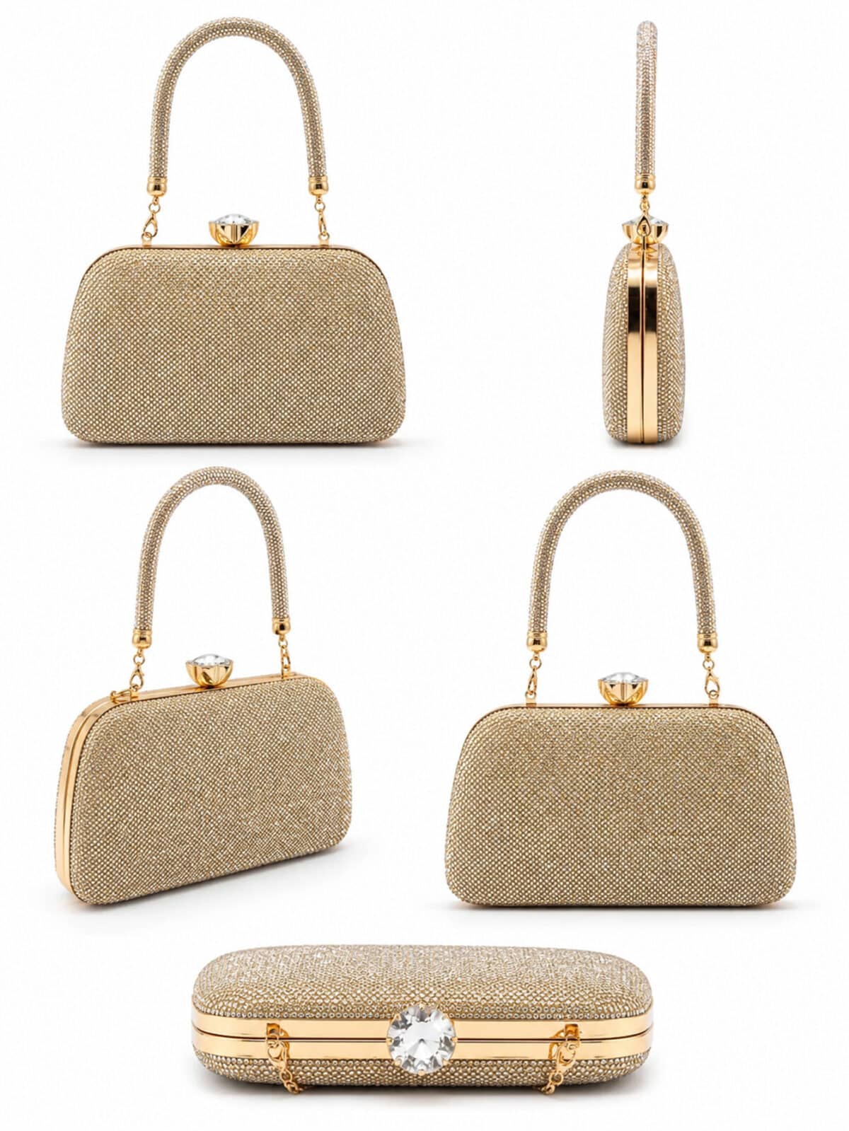 Bolsa Feminina Clutch Luxo Festa Casamento Madrinha Strass Brilho Frente e Verso - Imagem 6