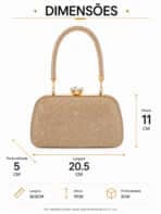 Bolsa Feminina Clutch Luxo Festa Casamento Madrinha Strass Brilho Frente e Verso - Imagem 8