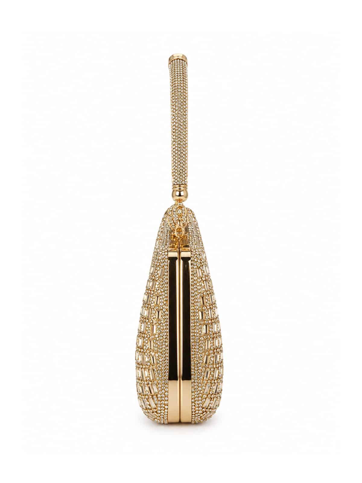 Bolsa Feminina Clutch Luxo Festa Casamento Madrinha Cristais Brilho Frente E Verso C600-26 - Imagem 5