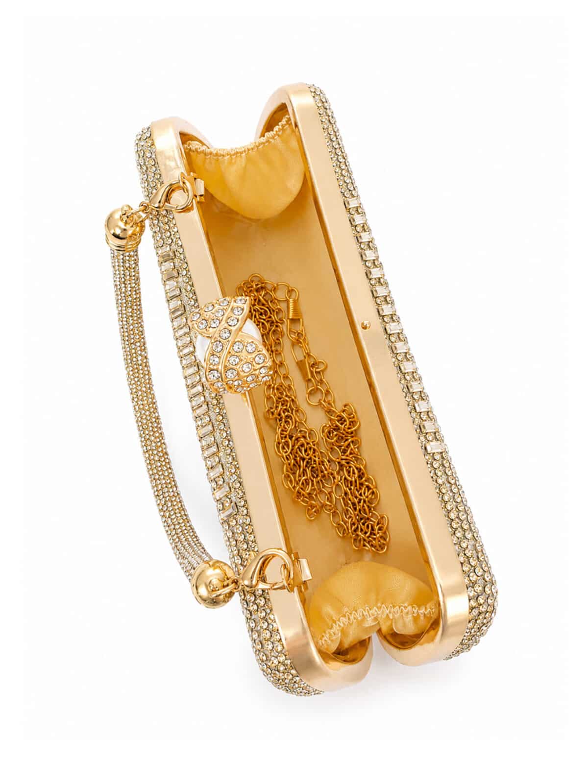 Bolsa Feminina Clutch Luxo Festa Casamento Madrinha Cristais Brilho Frente E Verso C600-26 - Imagem 7