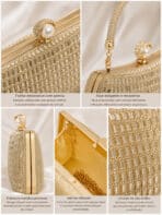 Bolsa Feminina Clutch Luxo Festa Casamento Madrinha Cristais Brilho Frente E Verso C600-26 - Imagem 6