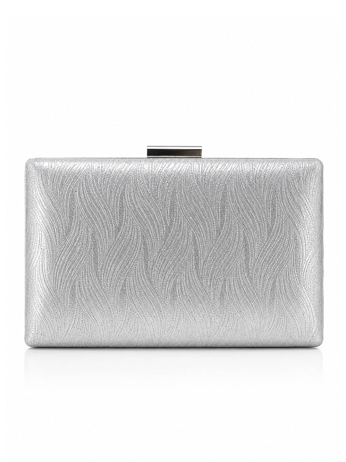 Bolsa Feminina Clutch Festa Prateada Brilho Casamento Formatura Luxo Alça Corrente - Imagem 2