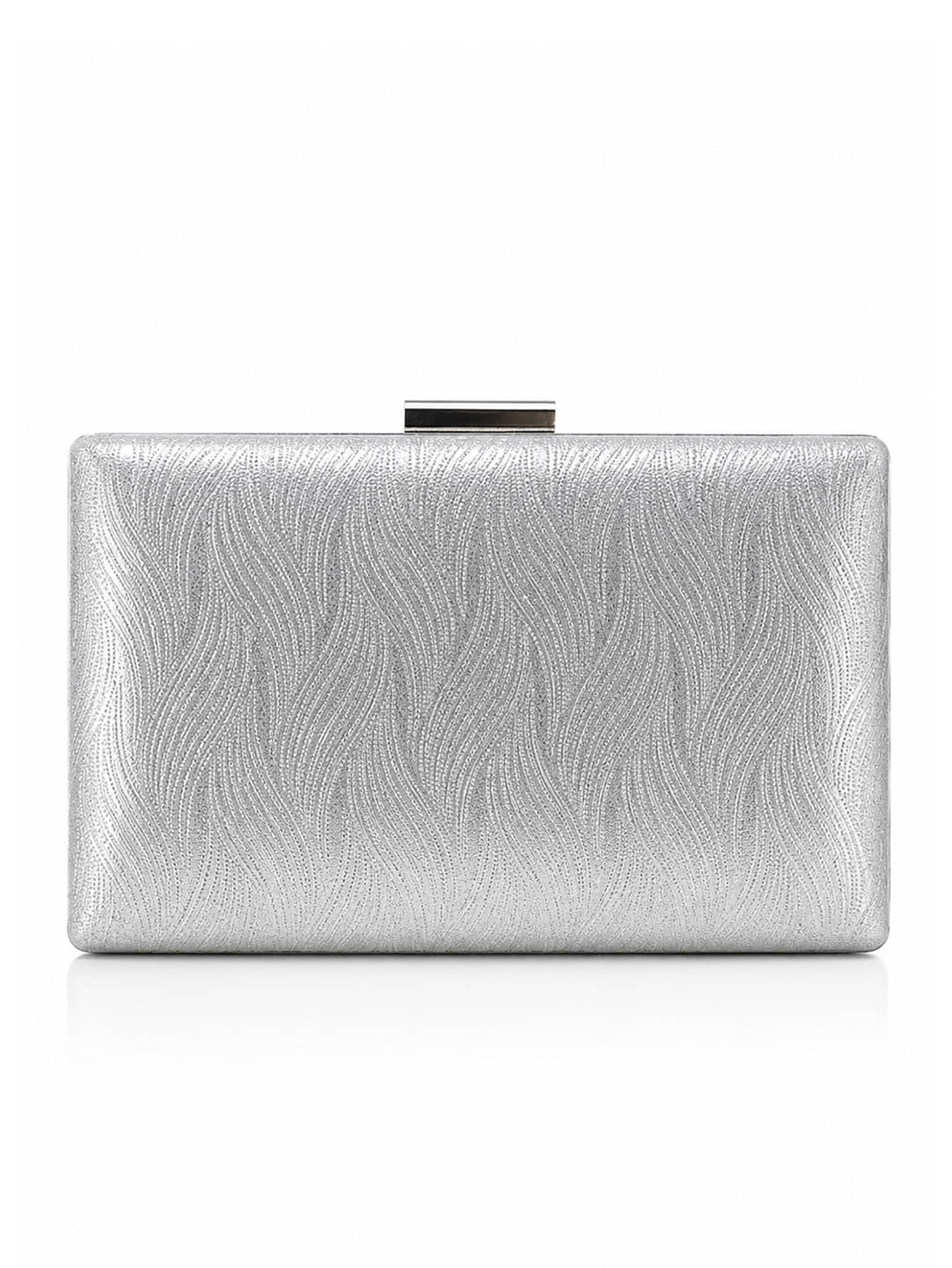 C600-27-Prata-01 Bolsa Feminina Clutch Festa Prateada Brilho Casamento Formatura Luxo Alça Corrente - Imagem 1