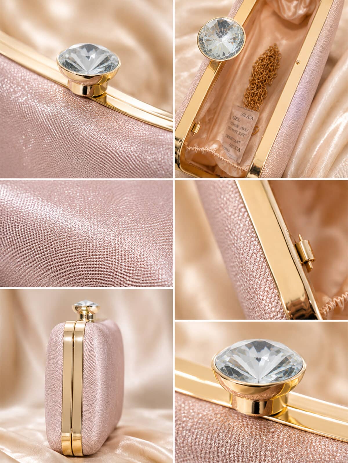 Bolsa Feminina Clutch Festa Luxo Brilhante Casamento Formatura Madrinha Com Alça Corrente - Imagem 7