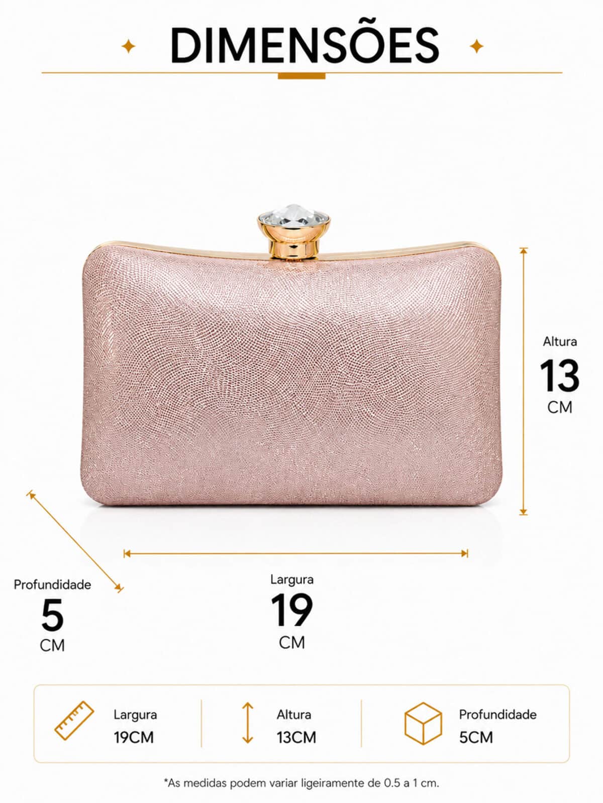 Bolsa Feminina Clutch Festa Luxo Brilhante Casamento Formatura Madrinha Com Alça Corrente - Imagem 8