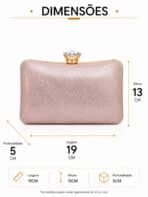 Bolsa Feminina Clutch Festa Luxo Brilhante Casamento Formatura Madrinha Com Alça Corrente - Imagem 8