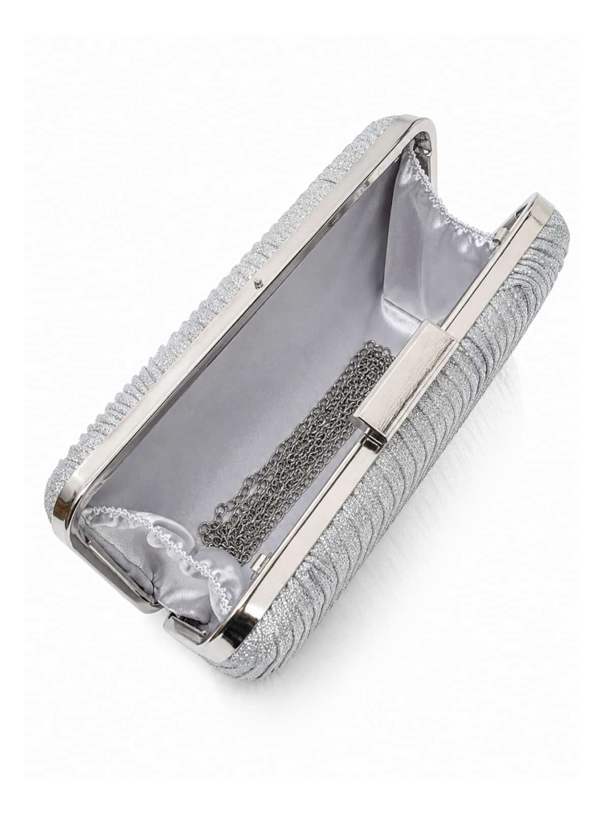 Bolsa Feminina Clutch Festa Brilho Casamento Formatura Luxo Elegante Alça Corrente Removível - Imagem 5