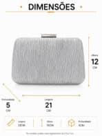 Bolsa Feminina Clutch Festa Brilho Casamento Formatura Luxo Elegante Alça Corrente Removível - Imagem 7