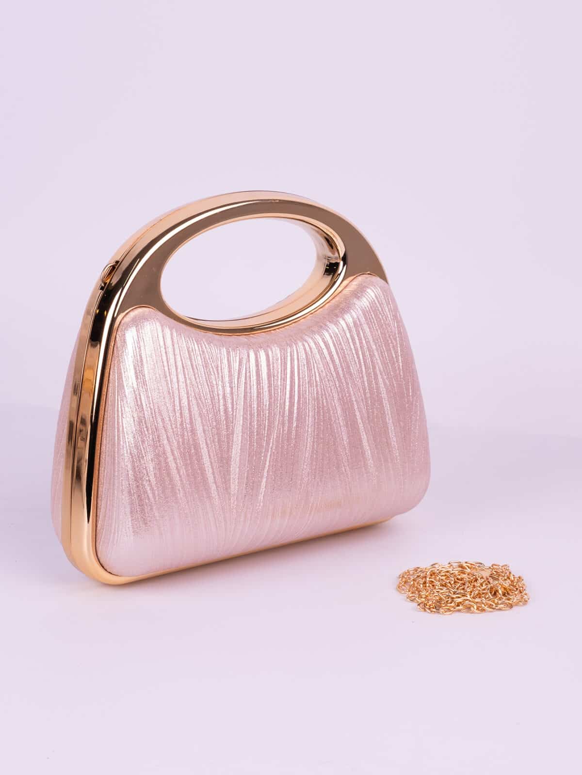 Clutch Bolsa de Festa Luxo Madrinha Casamento Formatura com Alça Rígida de Metal - Imagem 5