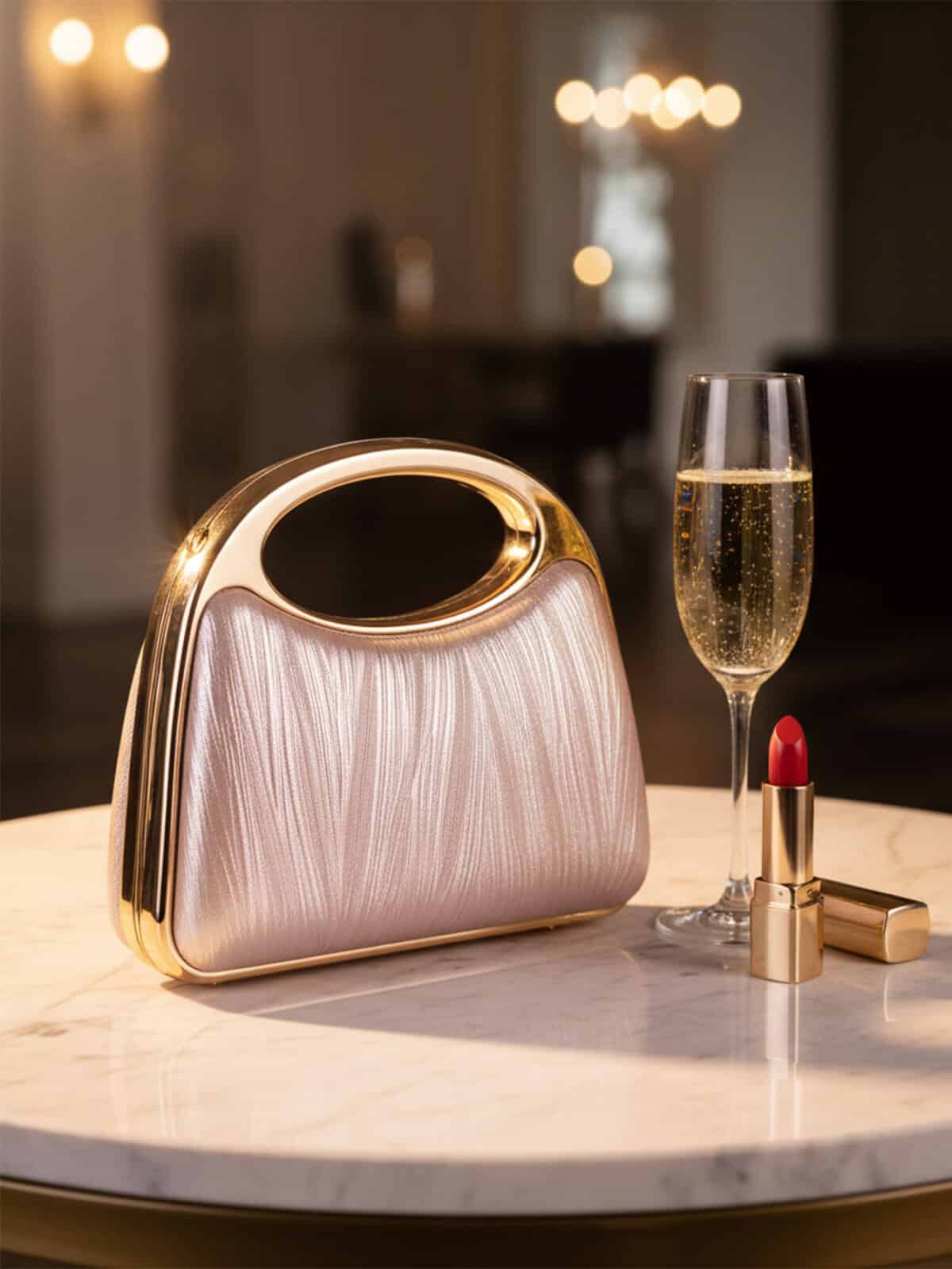 Clutch Bolsa de Festa Luxo Madrinha Casamento Formatura com Alça Rígida de Metal - Imagem 3