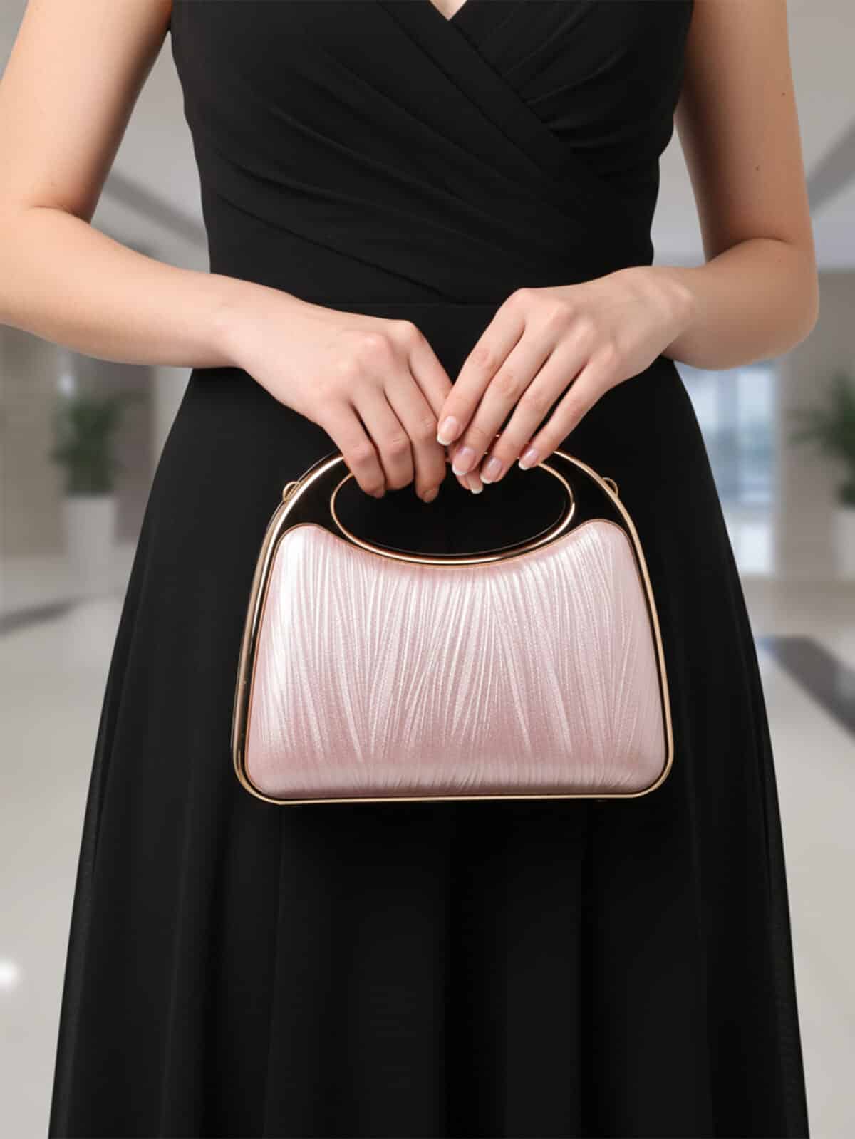 Clutch Bolsa de Festa Luxo Madrinha Casamento Formatura com Alça Rígida de Metal - Imagem 4