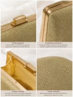 Bolsa Feminina Clutch Festa Luxo Brilho Casamento Formatura Madrinha Alça Corrente - Imagem 6